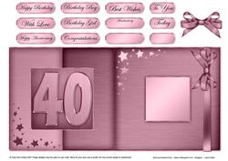 40th Metallic Age Fold Back Card