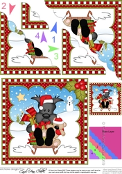 Christmas Scalloped Corner Stacker - Little Scottie Dog