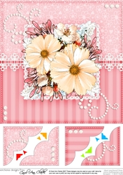 A Touch of Elegance Flowers, Pearls and Lace 8 x 8 Scalloped Corner Topper  