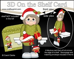 3D Christmas On the Shelf Card Kit - Cute Christmas Older Lady has a Festive Cupcake