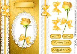 A5 Rose, Lace and Pearls Quick Card with 3D Decoupage