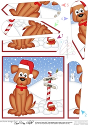 Christmas Rusty Dog is at the North Pole Fan Pyramage Topper