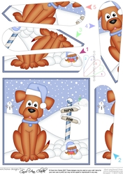 Christmas Rusty Dog is at the North Pole Fan Pyramage Topper