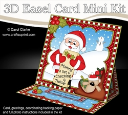 3D Easel Card Mini Kit - Christmas Santa is Checking his List