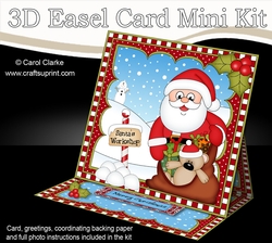 3D Easel Card Mini Kit - Christmas Santa has a Sack of Presents