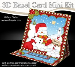 3D Easel Card Mini Kit - Christmas Snowman Oli has a Sack of Presents