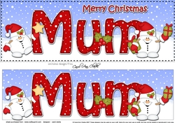 Large DL Merry Christmas MUM 3D decoupage with Snowball Sam 