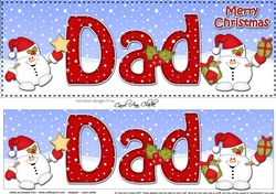 Large DL Merry Christmas DAD 3D decoupage with Snowball Sam