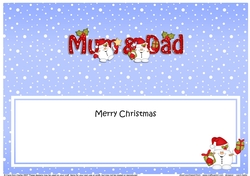 Large DL Merry Christmas MUM & DAD insert with Snowball Sam