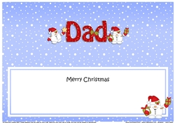 Large DL Merry Christmas DAD insert with Snowball Sam