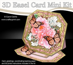  3D Easel Card Mini Kit - Butterfly & Flowers on Octagonal Gold Frame