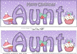 Large DL Merry Christmas AUNT 3D decoupage with Cupcakes