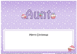 Large DL Merry Christmas AUNT insert with Cupcakes