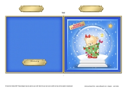 Christmas Hunney Bear Rosie - Snowglobe Quick Cut and Fold Card