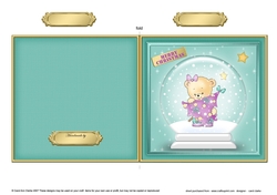 Christmas Hunney Bear Rosie - Snowglobe Quick Cut and Fold Card