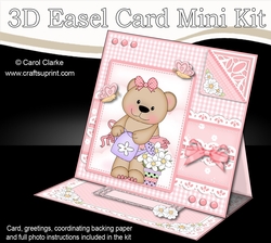 3D Easel Card Mini Kit - Pretty in Pink - Livvy Bear has Pretty Flowers