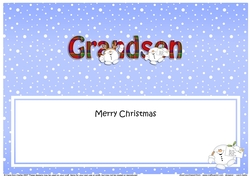 Large DL Merry Christmas GRANDSON insert with Snowball Sam