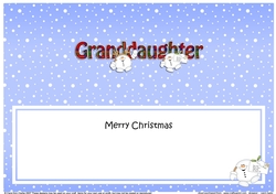 Large DL Merry Christmas GRANDDAUGHTER insert with Snowball Sam