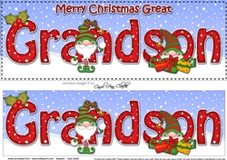 Large DL Merry Christmas GREAT GRANDSON 3D decoupage with Gnome insert