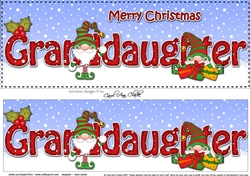 Large DL Merry Christmas GRANDDAUGHTER 3D decoupage with Gnome insert