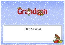 Large DL Merry Christmas GRANDSON insert with Gnome insert