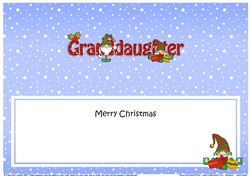 Large DL Merry Christmas GRANDDAUGHTER insert with Gnome insert
