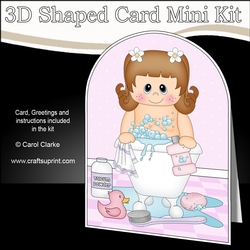 3D Shaped Card Kit - Bathtub Buddies - Cute Toddler Girl