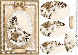 A5 Spring Flowers and Lace Quick Card with Pyramage