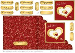 Elegant Hearts Cut and Fold Corner Card