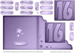 16th Metallic Age Cut and Fold Corner Card