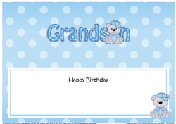 Large DL Happy Birthday GRANDSON insert with Austin Bear