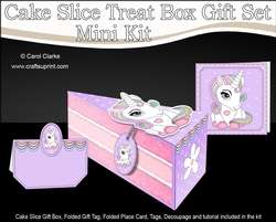 3D Cute Unicorn - Cake Slice Treat Box Gift Set Mini Kit