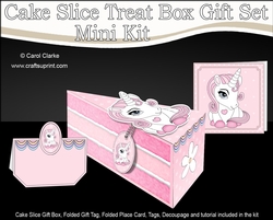 3D Cute Unicorn - Cake Slice Treat Box Gift Set Mini Kit