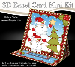 3D Easel Card Mini Kit - Christmas Snowball Sam is decorating the Tree!