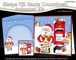 3D Animated Sleeps Till Santa Christmas Postbox Countdown Card Kit - Santa is checking his List!