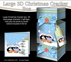 3D Large Christmas Cracker Box - Pip Penguins are in Love