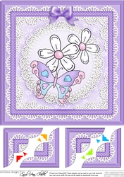8 x 8 Fluttery Butterfly Scalloped Corner Topper