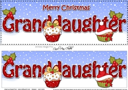 Large DL Merry Christmas GRANDDAUGHTER 3D decoupage with Cupcakes