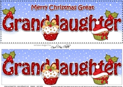 Large DL Merry Christmas GREAT GRANDDAUGHTER 3D decoupage with Cupcakes