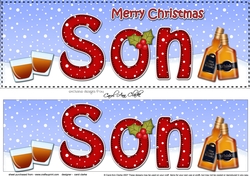 Large DL Merry Christmas SON with Whisky 3D decoupage 