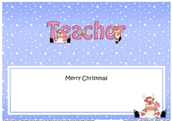 Large DL Merry Christmas TEACHER insert with Rudolph