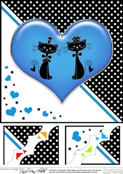 8 x 8 Kool Kats Purrfect Love Scalloped corner Topper