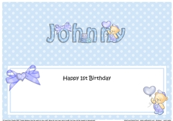Large DL Happy 1st Birthday JOHNNY insert