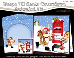 3D Animated Sleeps Till Santa Christmas Postbox Countdown Card Kit - Rudolph is Skating!