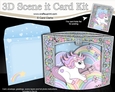3D Triangle Shadow Box Scene it Card Kit - Cute Little Unicorn Sparkle