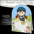 3D Shaped Card Kit - In the Garden - Young Girl is picking Flowers