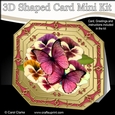 3D Shaped Octagonal Floral Card Kit - Butterflies & Pansies