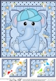 8 x 8 Cute Little Elephant Scalloped Corner Topper