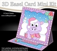 3D Easel Card Mini Kit - Cute Little Christmas Dino has an Xmas Cracker