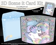 3D Triangle Shadow Box Scene it Card Kit - Cute Little Unicorn Magic